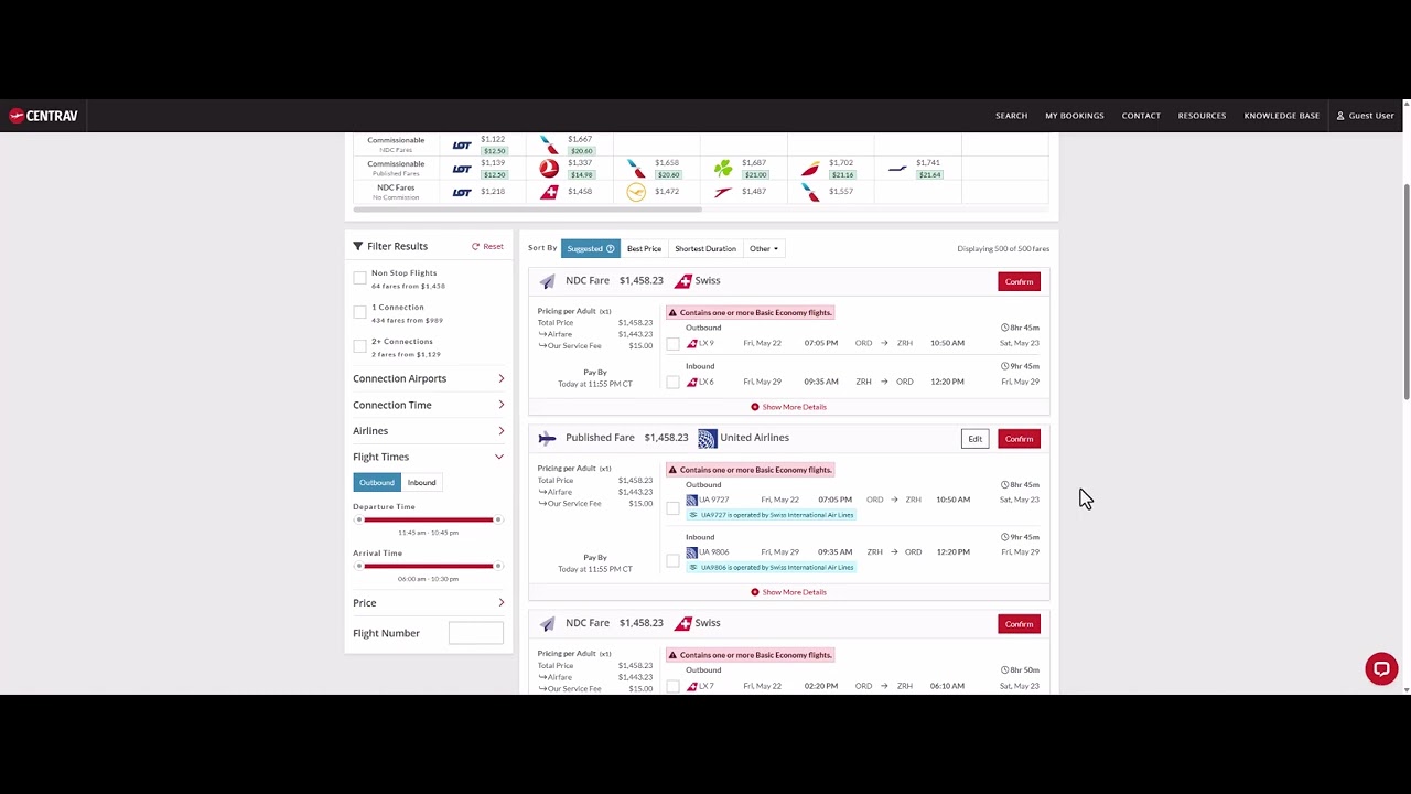 Codeshare flights