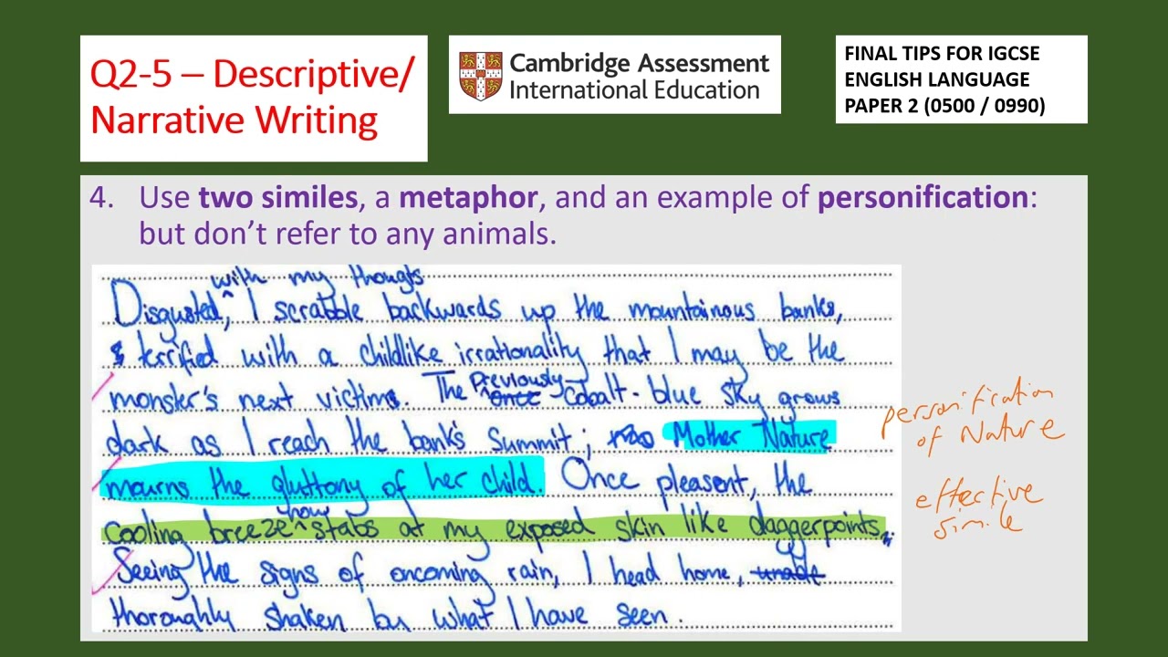 Final tips for CIE IGCSE English Language Paper 2 0500/0990