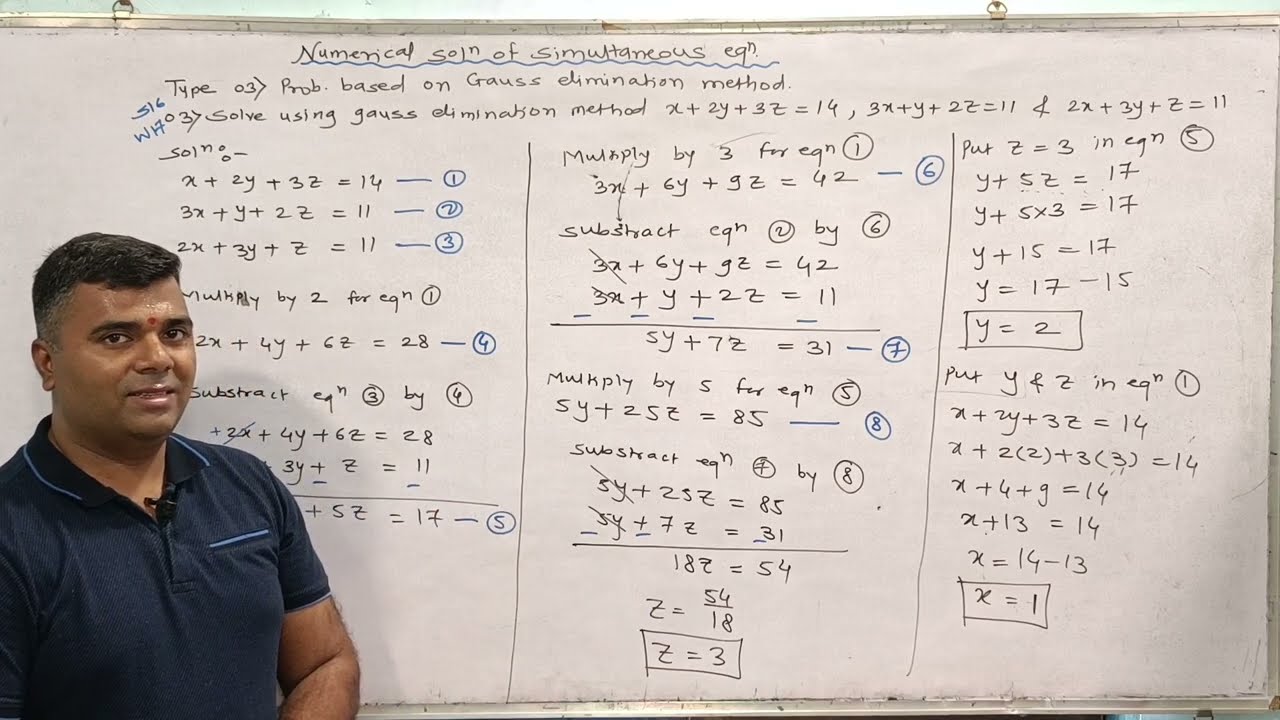 NUMERICAL ON GAUSS ELIMINATION METHOD/COMPUTER ENGINEERING/MSBTE DIPLOMA/FIRST YEAR SEM 02.