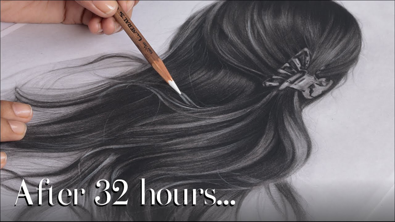 Drawing Realistic Hair with Charcoal Pencils | Tricia Harris Artwork