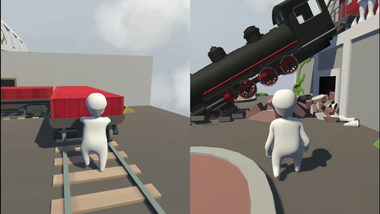 Human: Fall Flat (Español) de XBOX ONE X. Gameplay cooperativo local 2 jugadores (pantalla partida)