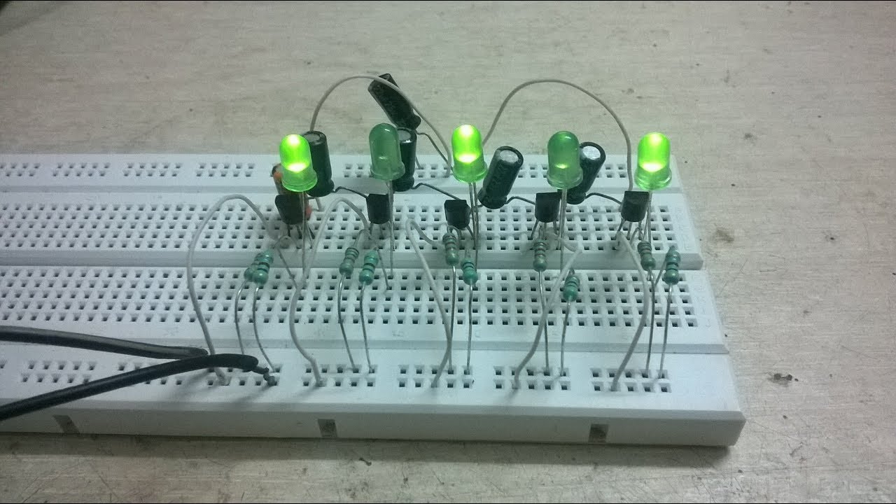 Electronics: LED Chaser Circuit Using BC547 transistor.