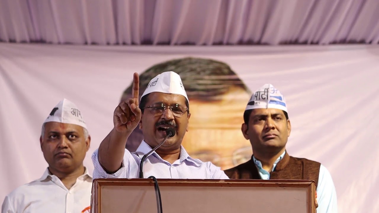 Delhi CM Arvind Kejriwal at public meeting for Lok Sabha Election in Malviya Nagar