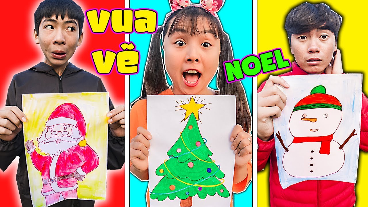 Thử Thách Vẽ Tranh Ngày Lễ Giáng Sinh - Vẽ Cây Thông, Người Tuyết, Ông Gìa Noel ❤ KN CHENO Chị Hằng
