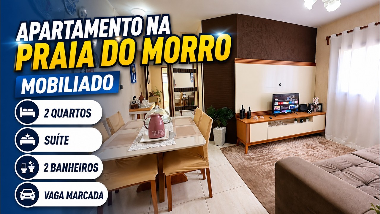 Apartamento na Praia do Morro mobiliado com suíte e vaga marcada
