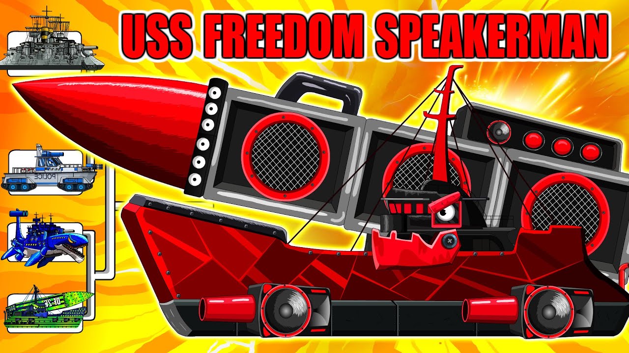 USS SPEAKER vs POLICE BOAT ! Freedom (LCS-1), USS Akash, Shark Submarine | Arena Tank Cartoon