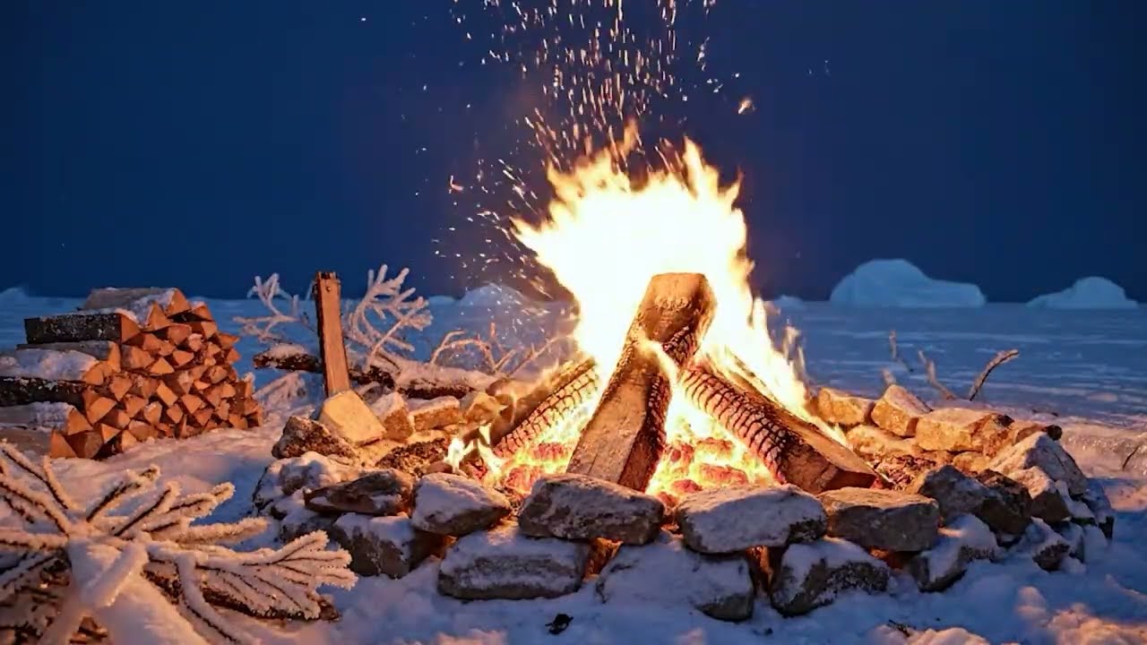 Calm Winter Campfire 🔥 Snow-Covered Trees & Soothing Fire Ambience Experience