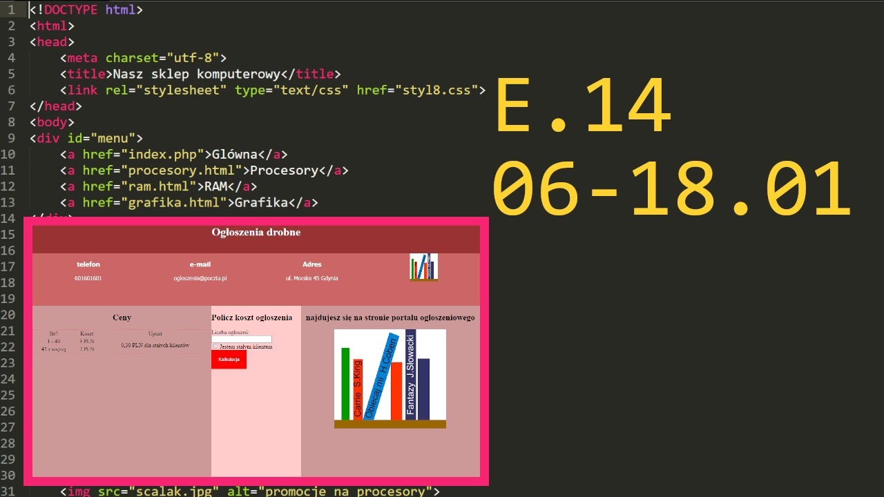 17. Praktyczny egzamin e14 Arkusz - E.14-06-18.01 (JavaScript) 2018 #e14 #ee09