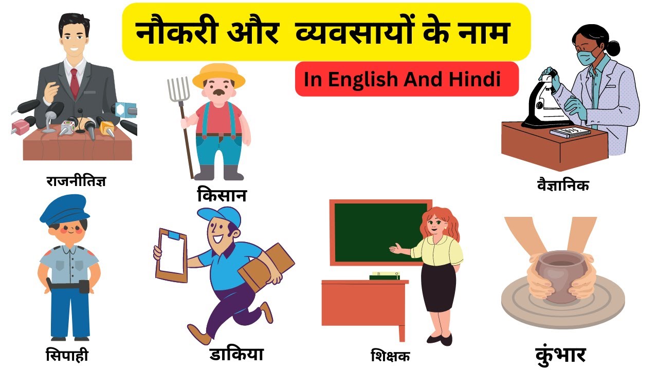 नौकरी और व्यवसायों के नाम हिन्दी और इंग्लिश मे with picture I occupation name in hindi and english