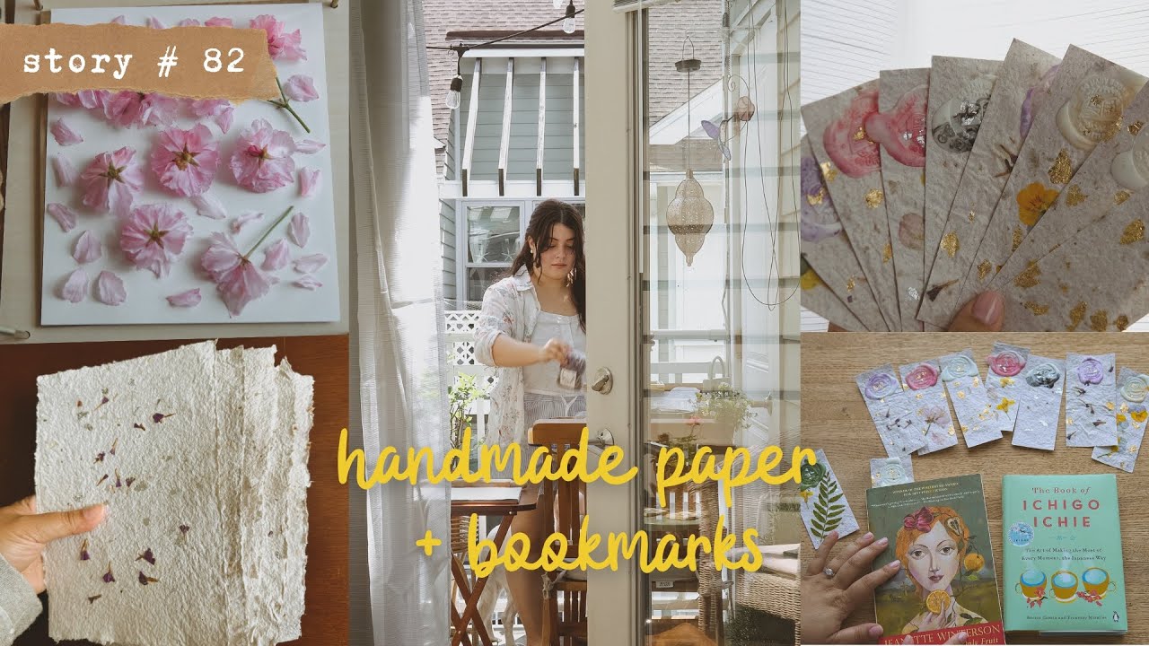 Making HANDMADE PAPER From Recycled Materials + DIY Bookmarks From Scratch | Slow + Cozy Hobbies