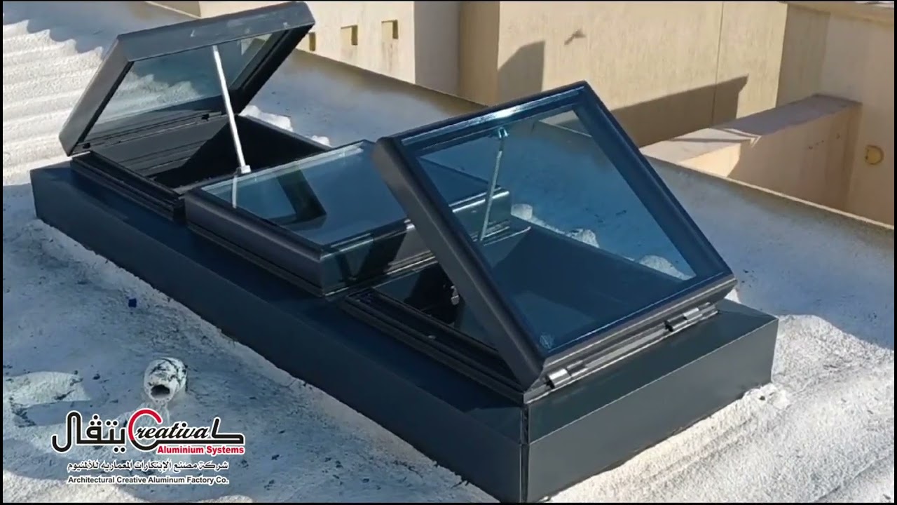 - قبه سماويه مستويه بضلفتين  متحركه تفتح أتوماتيكياً Motorized flate Skylight لفيلا خاصه -بالرياض