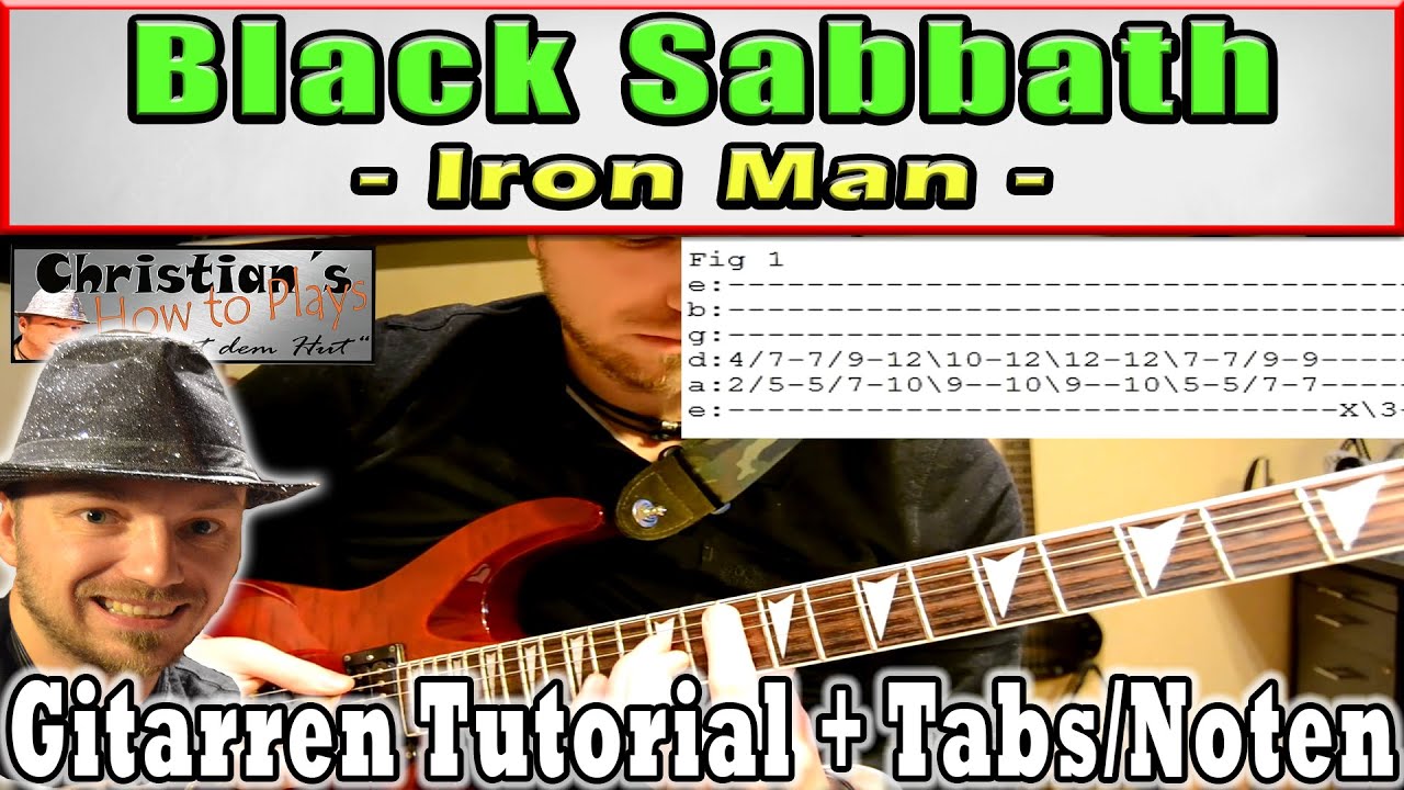 How to play Black Sabbath IRONMAN Tabs Akkorde E Gitarre Hauptriff Tutorial [HD] Deutsch