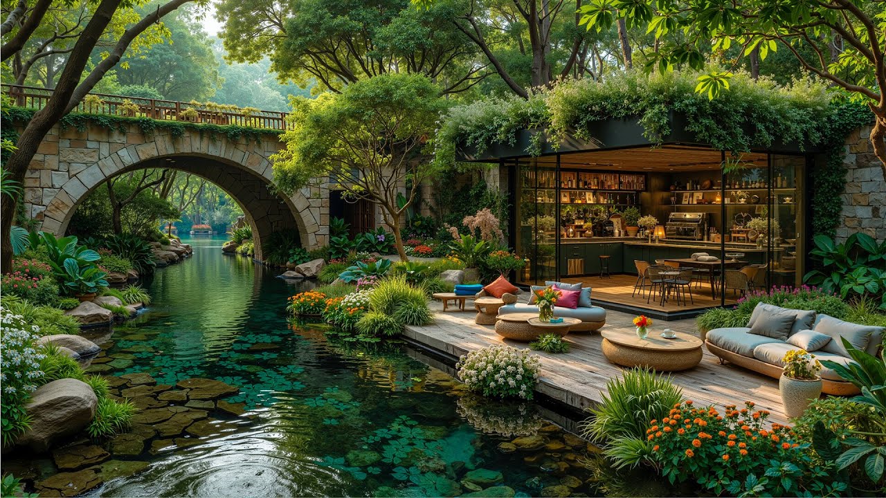 Calm Outdoor Coffee Shop Jazz in the Forest 🍃 Spring Jazz with Natural Ambience for Relax