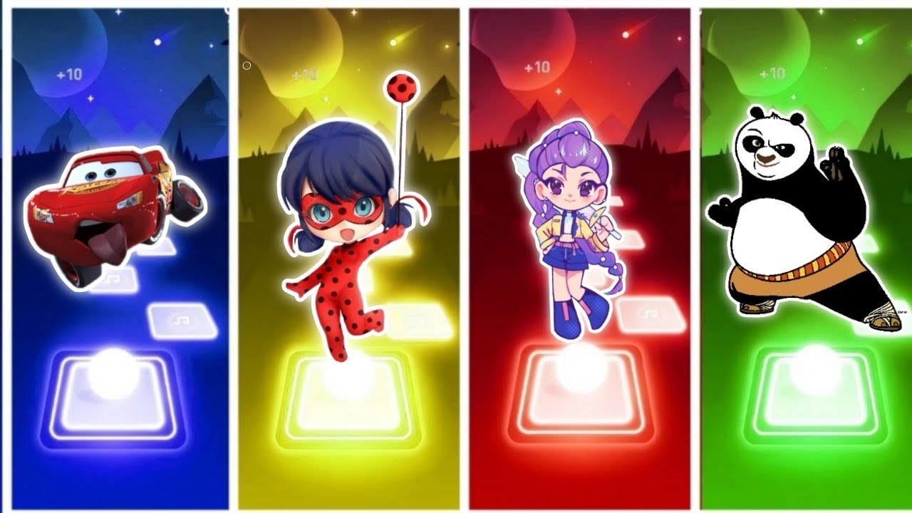 MCQUEEN VS Lady bug VS KPOP Demon Hunters VS Kungfu Panda Tiles Hop EDM Rush Caffen Danse sog(Cover