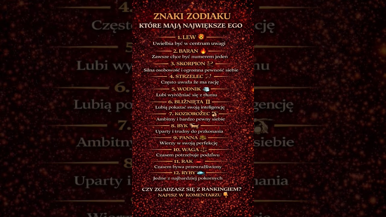 Ranking znaków zodiaku które mają największe ego 😳