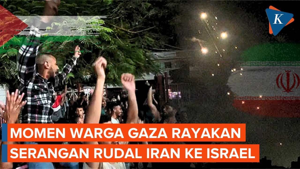 Suka Cita di Gaza Saat Ratusan Rudal Iran Serang Israel