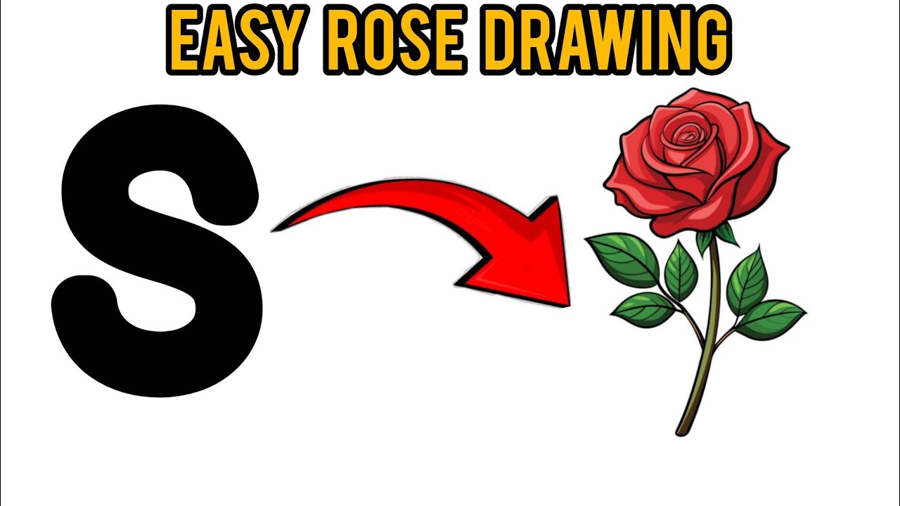 Easy Rose drawing using S latter 🌹 || easy step by step || easy drawing for kid's #rose #drawing 