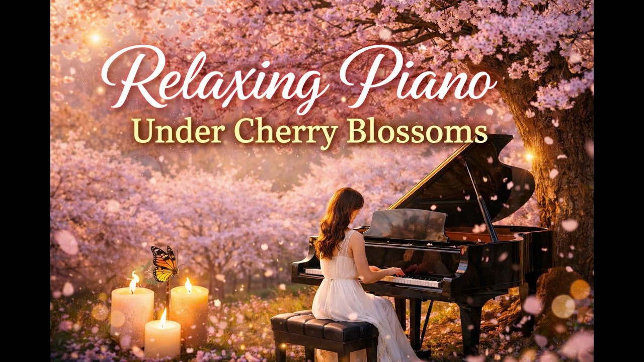 Relaxing Piano Under Cherry Blossoms 🌸 | Calm Piano Music for Relax, Study & Sleep
