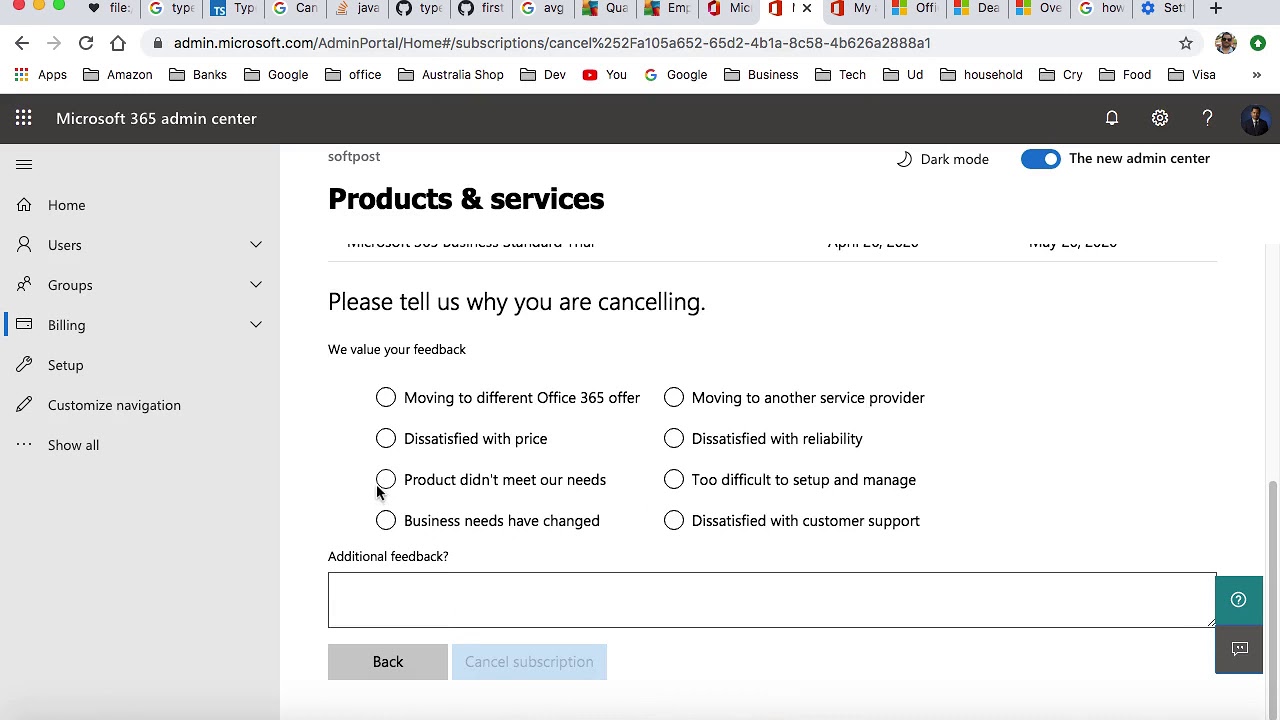 How to cancel office 365 subscription