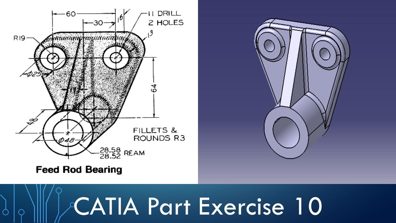 CATIA Part Design Exercise 10 - Feed Rod Bearing