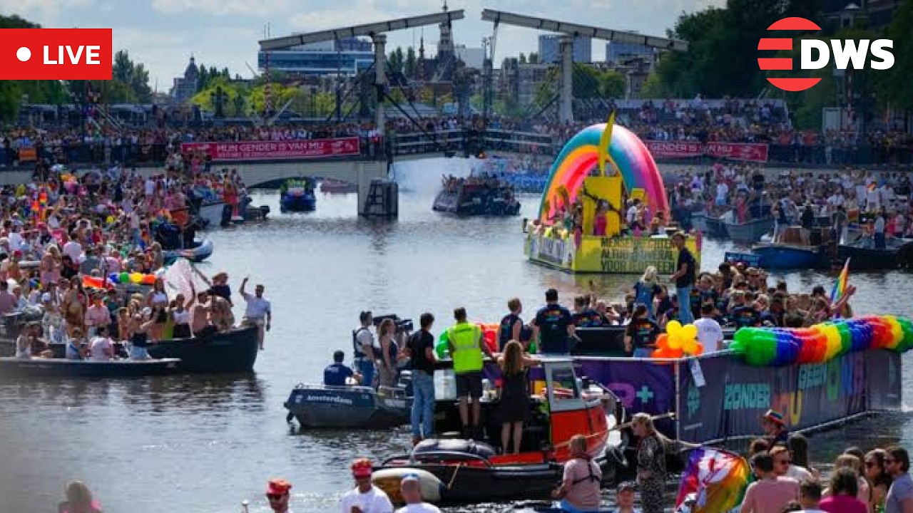 LIVE: World Pride Celebrations Fill Amsterdam Canals With Colorful Boats | DWS News | AQ14