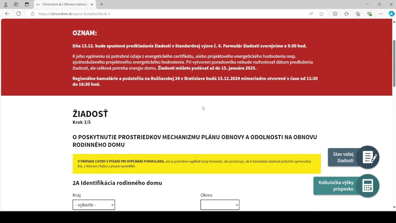 Výzva č. 6 - Návod ako postupovať pri vypĺňaní formulára žiadosti o poskytnutie finančného príspevku