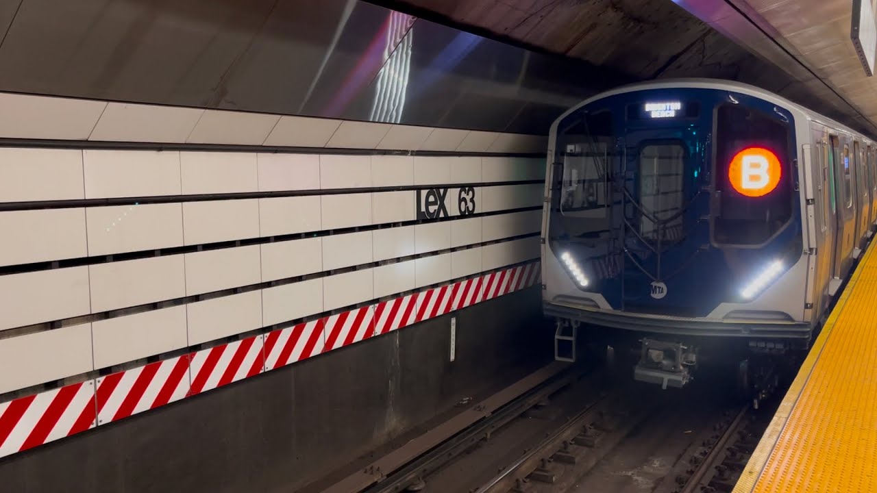 MTA Exclusive: Kawasaki R211A Rerouted (B) Train Action At Lexington Avenue-63rd Street (11/25/2025)