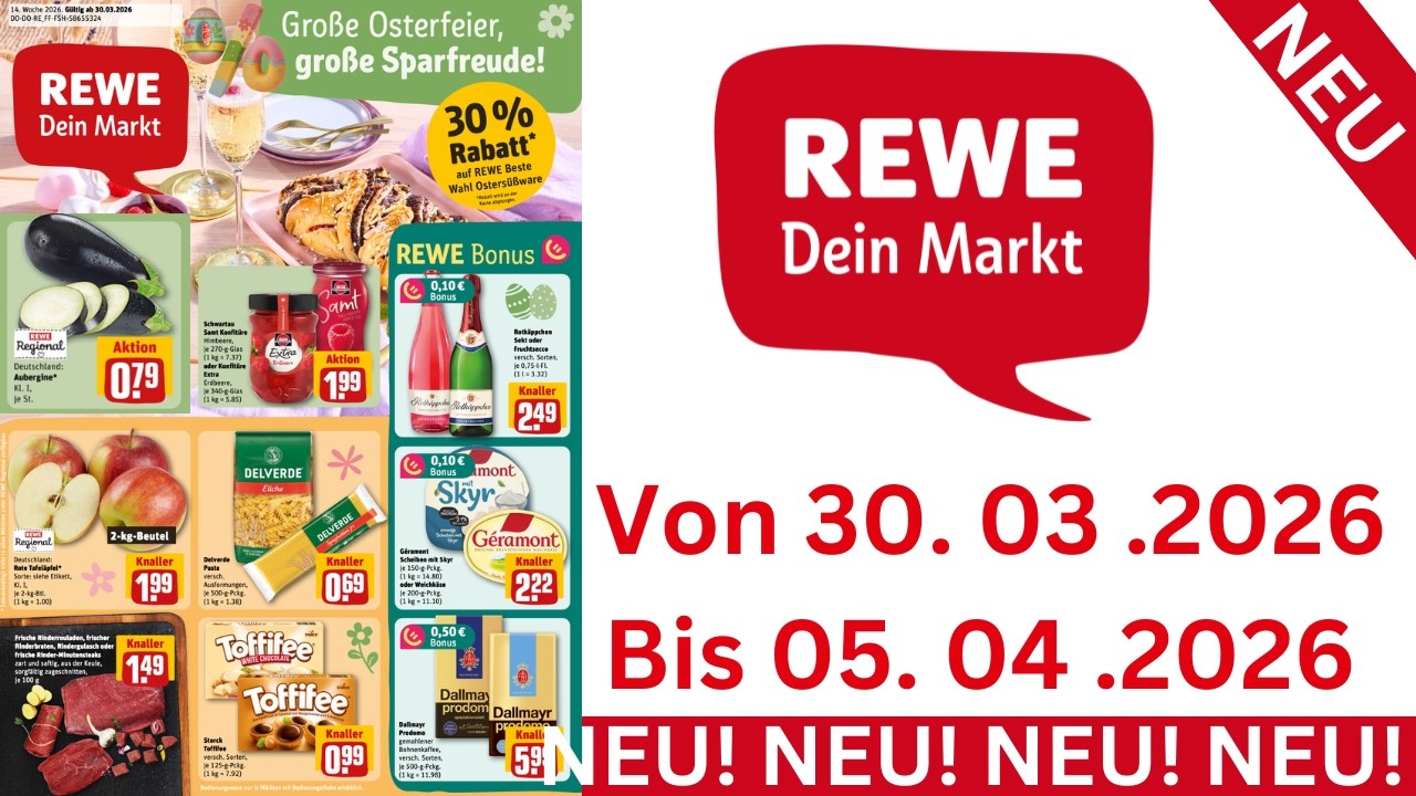 REWE Prospekte Angebote Werbung G&uuml;ltig von 30.03.2026 bis 05.04.2026 Werbung DE