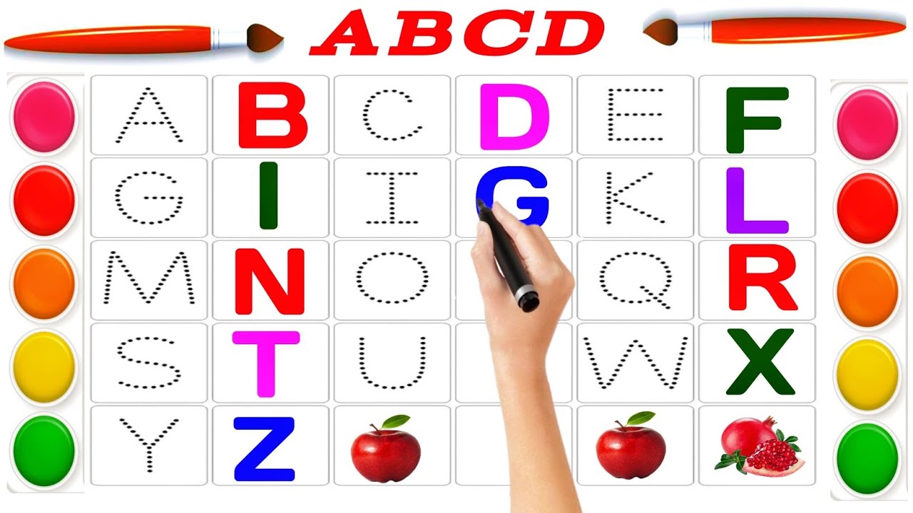 A to Z | Kids rhymes | collection for writing along dotted lines for toddler | Alphabet | ABC song |