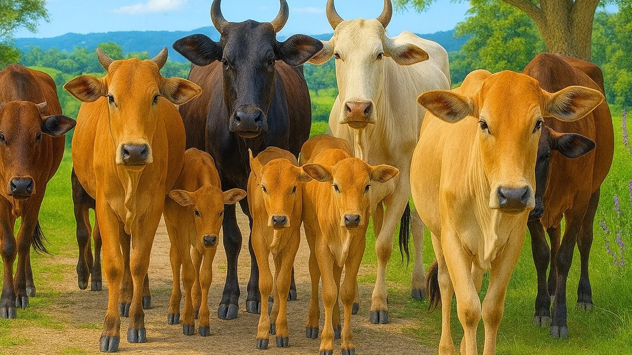 Aktivitas Kawanan sapi yang berjalan rapi menuju kandang, Suara Sapi Moo, Sapi Lucu Yang gemuk