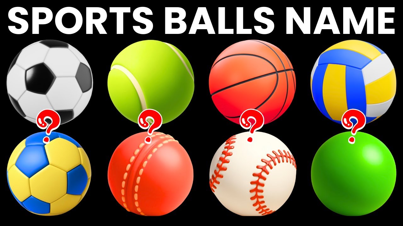 Learn Types of Sports Balls | Learn Sports Vocabulary for Kids | soccer balls, basketballs, tennis