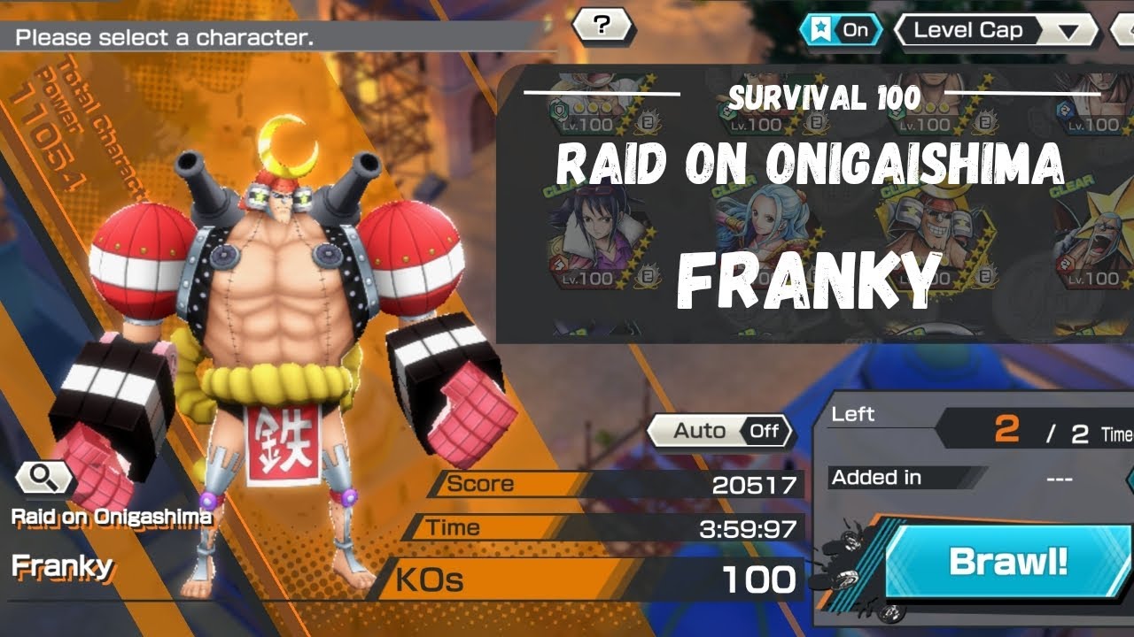 SURVIVAL 100 - Raid on Onigaishima - Franky Gameplay • One Piece Bounty Rush • OPBR