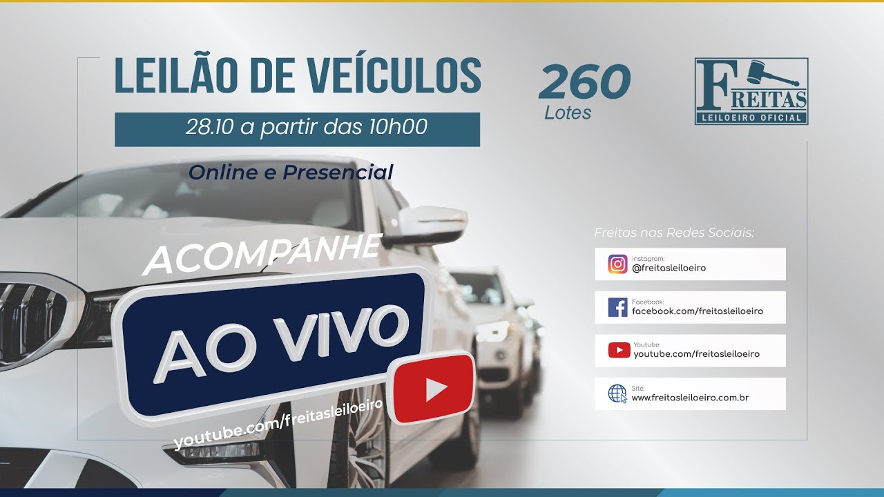 AO VIVO - Leil&atilde;o Online de Ve&iacute;culos - Freitas Leiloeiro 28/10/2025