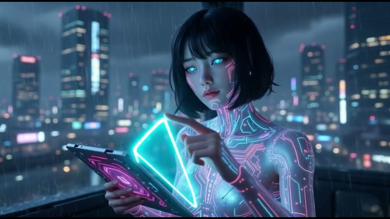 Cyberpunk Girl Glowy_ Sountrak experiment