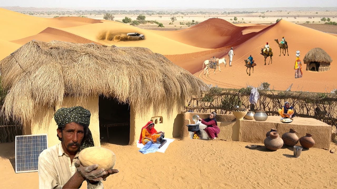 People Living in the Desert of Cholistan and Making Traditional Cholistani Dish Cookie 