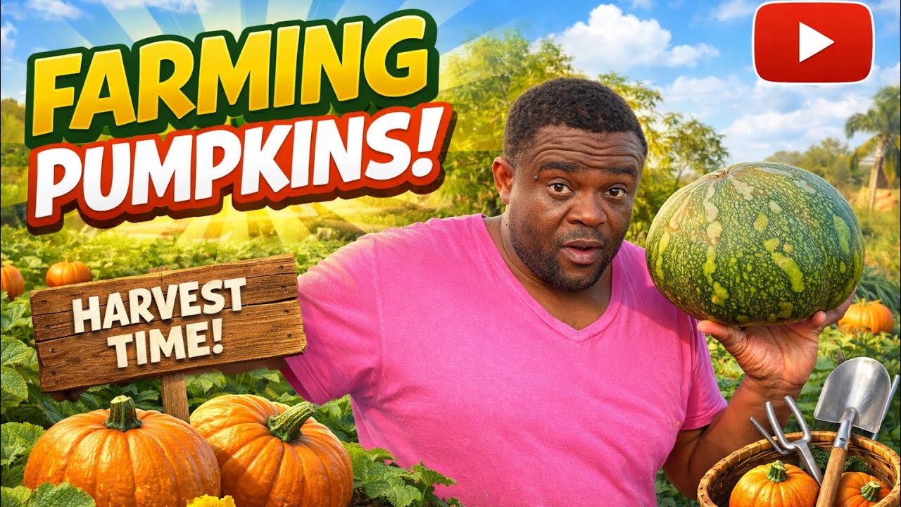 Jamaican man farm pumpkin 🎃 in the backyard 