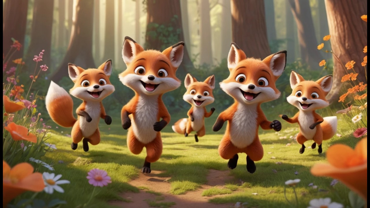 Fünf kleine Füchse spielen, spielen, spielen | Wald-Abenteuer & Versteckspiel