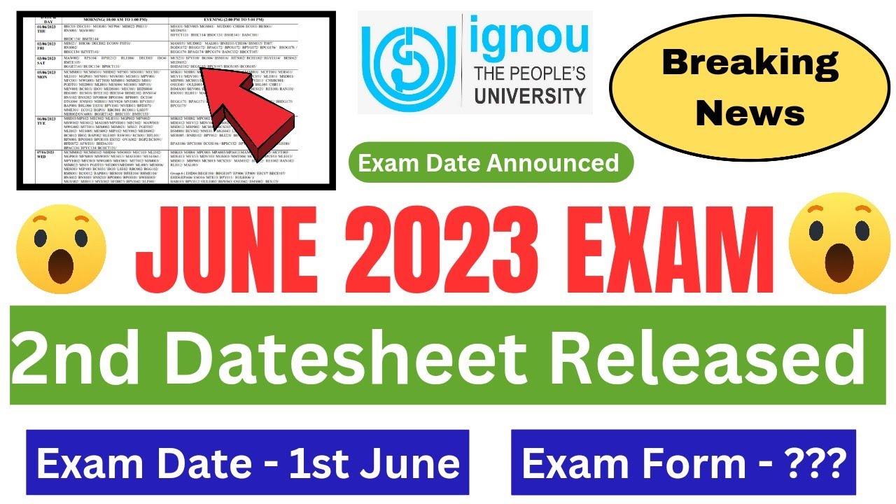 (Breaking News) IGNOU Released June 2023 Exam Date Sheet_IGNOU Date Sheet June 2023 | Date Announced