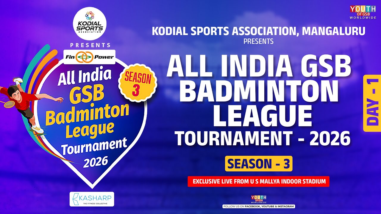 All India GSB Badminton League Tournament 2026 Season 3 | Court - 2 | US Mallya Indoor Stadium