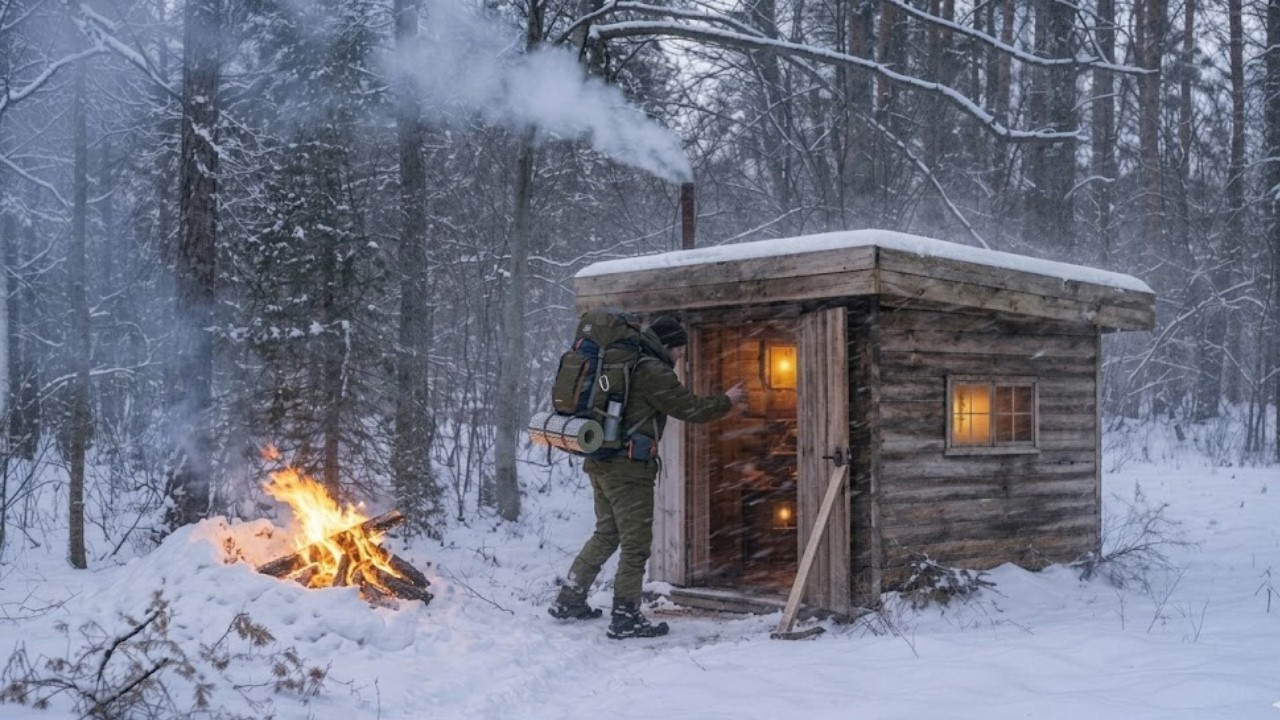 Alone in the Wilderness: Building a Cabin to Survive the Great Blizzard