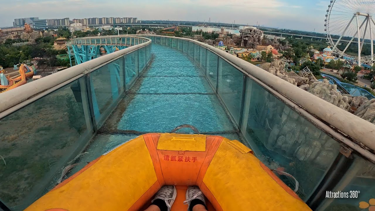 CRAZY GLASS Water Ride | NEVER in America | Glass Bottomed Water Slide Raft Ride