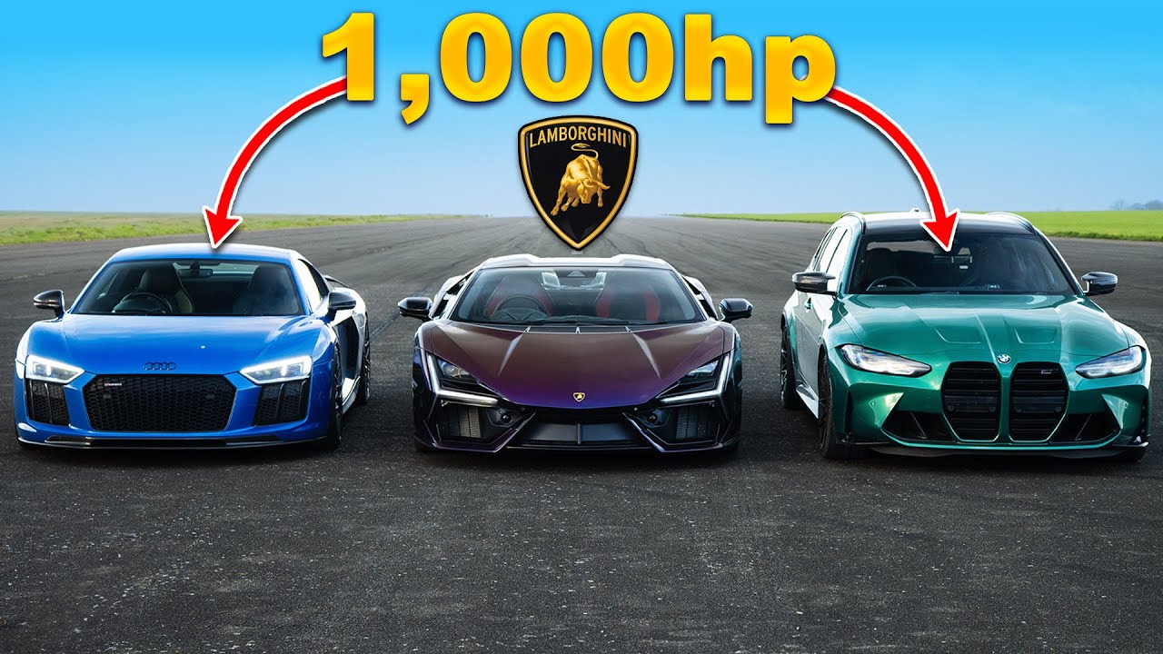 Lamborghini Revuelto vs M3 Touring de 1000hp vs R8 de 1000hp: ARRANCONES