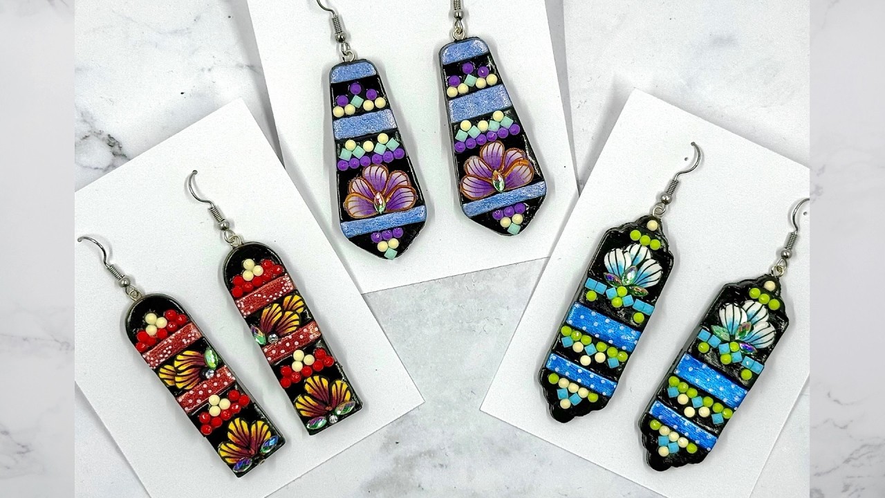 Урок по изготовлению ювелирных изделий из полимерной глины и бриллиантов: серьги из глины с брилл...