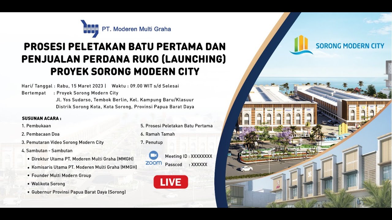 Peletakan batu pertama proyek SORONG MODERN CITY
