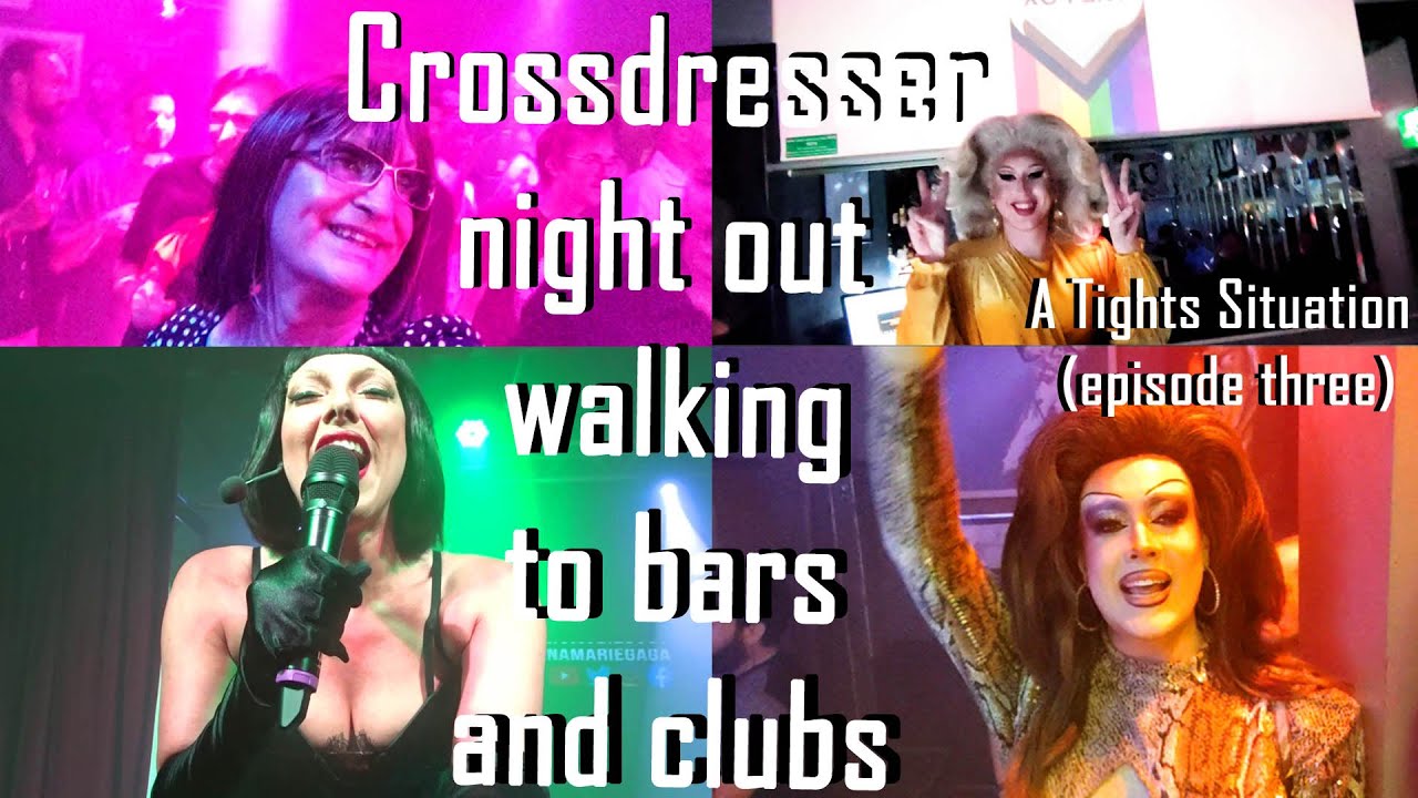 Crossdresser night out walking to bars and clubs in new dress (A tights situation episode three)