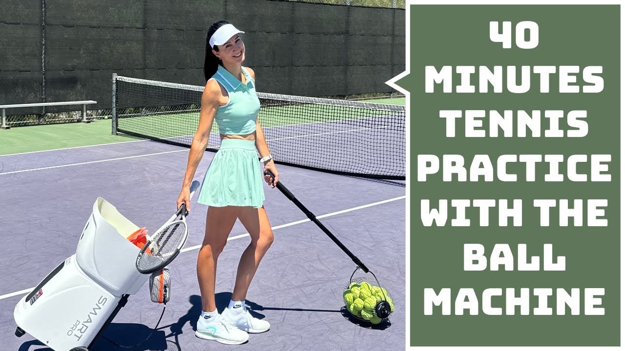 40 MINUTES TENNIS PRACTICE WITH THE BALL MACHINE - EIGHT 5 MIN DRILLS.