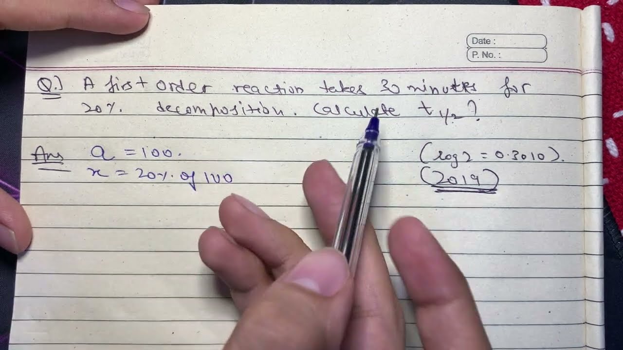 A first order reaction takes 30 minutes for 20% decomposition. Calculate t half | Class 12 Chemistry