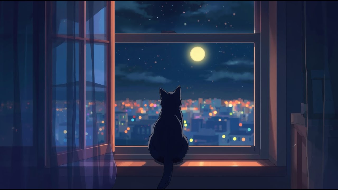 A Black Cat by the Window 🌙 | Lofi Latenight