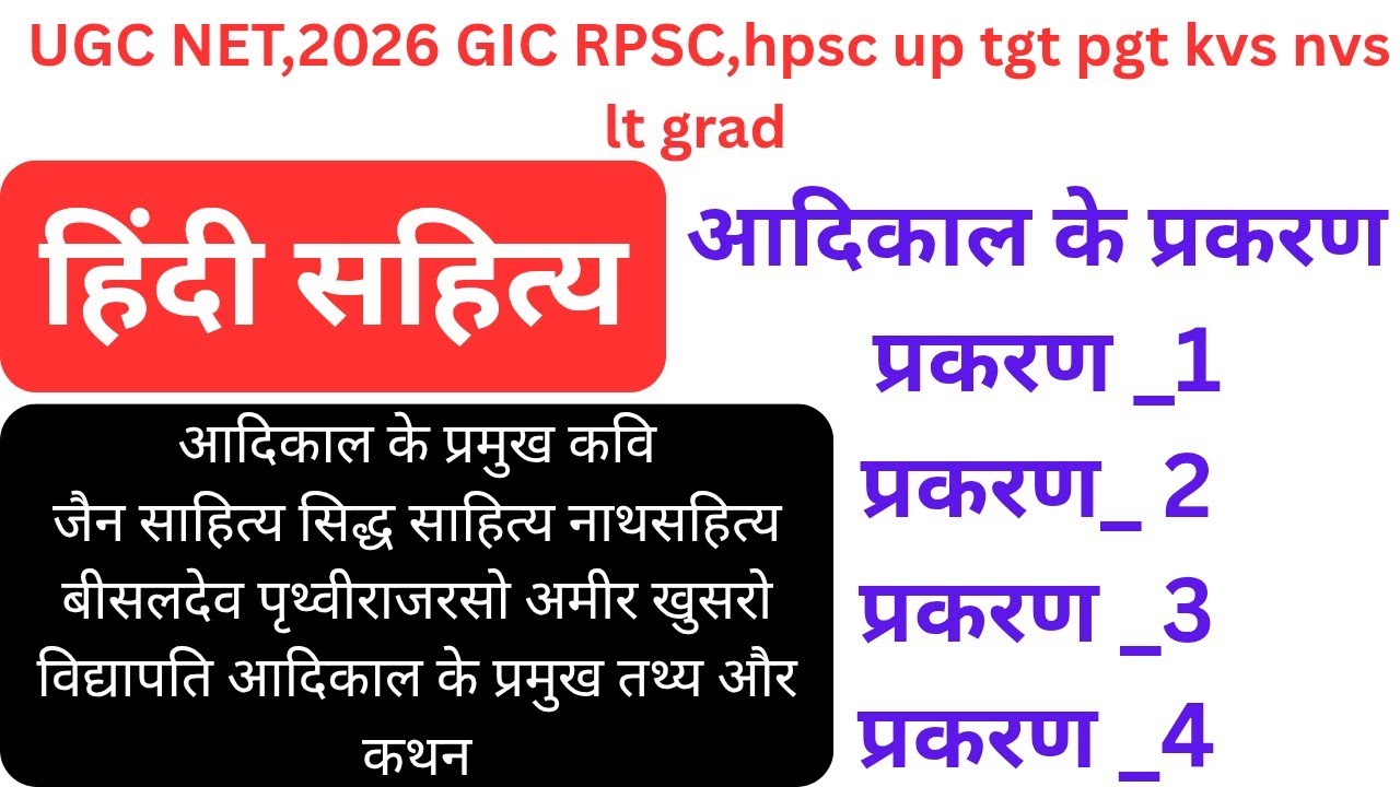 UGC NET Hindi sathiya unit _2, प्रकरण _1 2 3 4, जैन सिद्ध,नाथ, बीसलदेवरासो, पृथ्वीराजरासो अमीर खुसरो