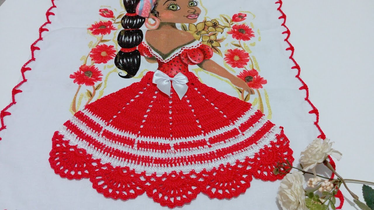 #Aprenda a Fazer essa Linda Saia de Crochê Para Bonecas de Panos de Prato 